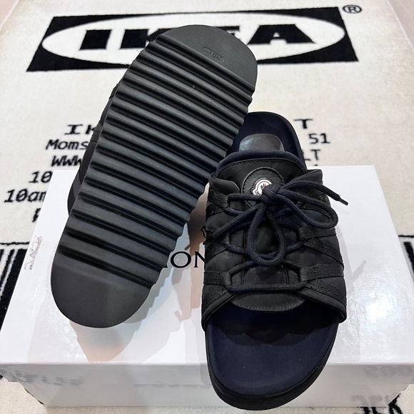 RARE! Moncler Lace Up Primaelo Slide Platform Sandal - Black - Picture 7 of 10
